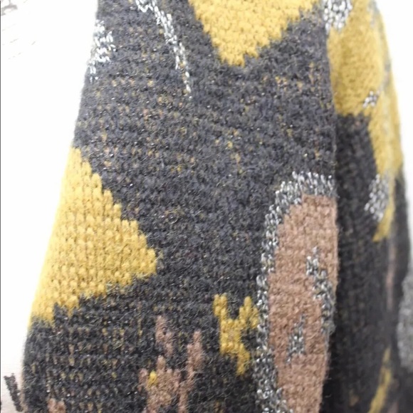 Monte Xerano Women Sweater Coat Over Piece Med Paris Wool Abstract Black Brown - Picture 5 of 11